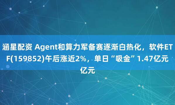 涵星配资 Agent和算力军备赛逐渐白热化，软件ETF(159852)午后涨近2%，单日“吸金”1.47亿元